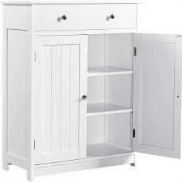 Yaheetech Badezimmerschrank Küchenschrank Kommode Aufbewahrungsschrank mit Schublade und Doppeltür Badezimmer 60 x 30 x 80 cm LBH Weiß