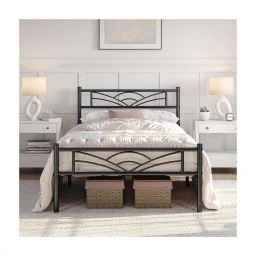 Yaheetech Bettrahmen Metallbett Gästebett Bettgestell aus Metall, Modern Jugendbett mit Lattenrost, für Schlafzimmer Gästezimmer 90 x 200 cm/Schwarz