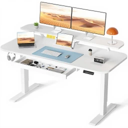 COMHOMA Height-Adjustable Desk Electric 120x60cm With 3 Height Memory Controls White Liftable White Adjustable height: 72-116 cm Table size: 120*60 cm