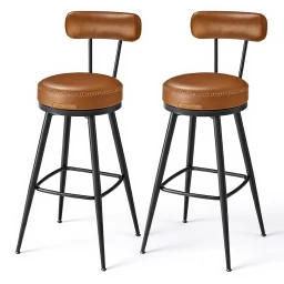 VASAGLE EKHO Serie Barhocker (360° Drehbar, 2er-Pack, Karamellbraun)