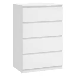WOLTU Weiße Kommode mit großer Kapazität, Sideboard mit 4 Schubladen, Schubladenschrank für Schlafzimmer, Wohnzimmer, 60x40x90 cm