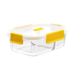 Citylife Glas-Crisper, hochtemperaturbeständige Lunchbox, Bento-Box, großes Fassungsvermögen, versiegelt, mit Trennwand, 640 ml