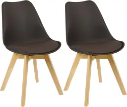 WOLTU Esszimmerstühle 2er-Set, Skandinavische Küchenstühle mit Massivholzbeinen, Retro-Design, Kunstledersitz, Belastbar bis 150 kg, Braun