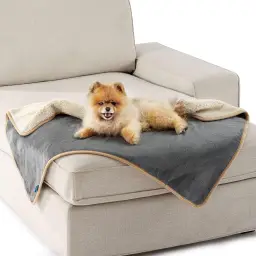 Lesure Wasserdichte Hundedecke, Outdoor Waschbare Hundedecke, Sofaschutz, Sherpa-Fleece, Katzen-Decke, Flauschig und Weich, für Kleine Hunde, 80 x 60 cm, Grau
