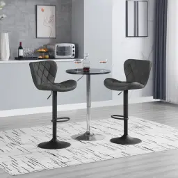 WOLTU Barhocker 2er-Set, höhenverstellbarer Barstuhl, 360° drehbarer Hocker, Hocker mit Rückenlehne und Fußstütze, ergonomischer Bistrostuhl, Kunstleder Metallrahmen, für Bar, Bistro, Kücheninsel, Anthrazit, BH418an-2