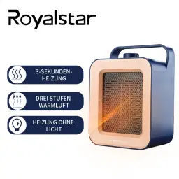 Royalstar Heizventilator, Elektroheizgerät, 3-Sekunden-Schnellheizung 1500W Wärme im Winter, Geringe Lautstärke, Vielfache Sicherheitsschutz S790W