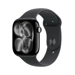Apple Watch Series 11 GPS + Cellular 46mm Jet Black Aluminiumgehäuse mit schwarzem Sportarmband - M/L