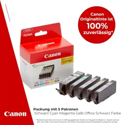 Canon PGI-580/CLI-581 Original Tintenpatronen Multipack 5er (Schwarz, Cyan, Magenta, Gelb, Schwarz)