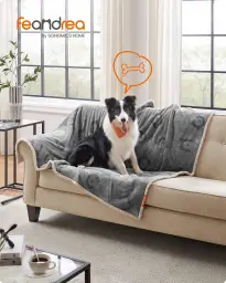 FEANDREA Wasserdichte Hundedecke 152x127cm XL Maschinenwaschbar Wendeoptik Grau