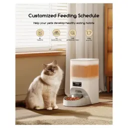 Faroro 4L Futterautomat Katze, Katzenfutter Automat mit Timer, Automatischer Futterspender Hunde, Edelstahlnapf, Programmierbarer 1-6 Mahlzeiten, 10s Voice Recorder, für Kleine/Mittelgroße Haustiere