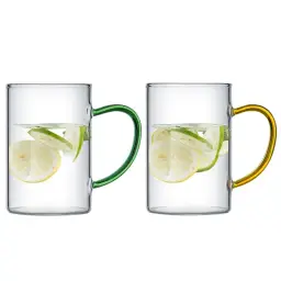 COOKER KING Glasbecher für den Hausgebrauch, hitzebeständige Henkelbecher für das Wohnzimmer, Set 320ml