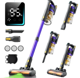 Laresar X11 Akku-Staubsauger, 75 kPa / 650 W, 60-min Laufzeit, 2-L Staubsaugeraufsatz, grünes LED-Licht, für Tierhaare/Teppiche/Harte Böden
