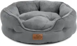 [Gratis Wasserdichte Haustierdecke] BEDSURE Waschbares Katzenbett mit doppelseitigem Innenkissen für Katzen oder kleine Hunde - Größe M - 63x53x20cm - Grau