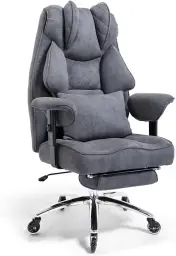 Asukale Ergonomischer Bürostuhl 200 kg, Chefsessel mit Fußstütze, Faux-Suede