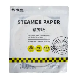 COOKER KING 110 Stück Dämpfpapier für Dampfgarer, Matte für gedämpfte Brötchen, lebensmittelechtes Ölpapier, Ø 26 cm, antihaft, Einweg