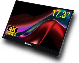 Verbatim Portable Touchscreen Monitor 4K, mobile 17.3" screen, portable HRD screen for laptop, tablet, smartphone, PS5 or Nintendo Switch with USB-C and HDMI connection, black.