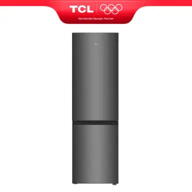 TCL Kühl-Gefrierkombination 260L, Kühlvolumen 187 l, Gefriervolumen 73 l, kompakte Größe 55 cm, Frischezone, Wechseltür, höhenverstellbare Füße [Energieeffizienzklasse E] RF338BSE0